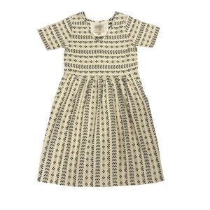 Ace & Jig Dress Womens Medium Black Ivory Woven Cotton V Neck Short Sleeve Midi